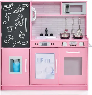 Immagine prodotto di Set da cucina per bambini con lavagna, rosa, 82x24x80 cm