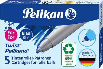 Produktbild von Pelikan Tintenroller-Patronen eco für Pelikano/Twist blau 5 Patronen
