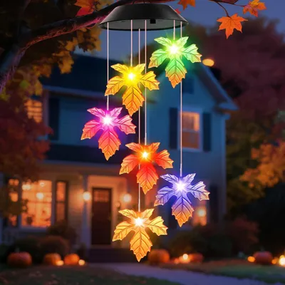 Productafbeelding van Zonnepanellampen, tuinaccessoires, windchimes, herfstdecoratie, balkon, buiten, esdoornblad