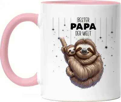 Produktbild von Bester Papa der Welt Faultier Papa Tasse Rosa - Geschenk Zum Vatertag