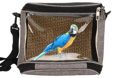 Vogeldraagtas, transparent, leicht, atmungsaktiv, mit Seitentaschen (Grau)