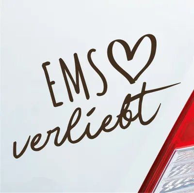 Produktbild von Auto Aufkleber Ems verliebt Herz Fluss River Wasser Water Liebe Car 19x10 cm Braun Sticker Heckscheibenaufkleber