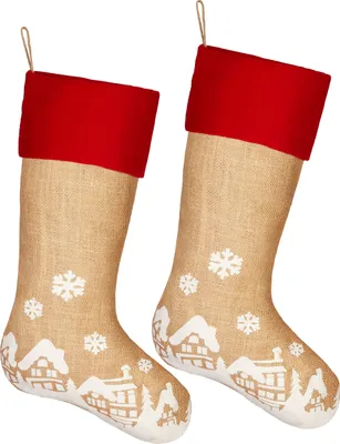 Produktbild von BRUBAKER Weihnachtsstrumpf zum Befüllen und Aufhängen - 52 cm großer Nikolausstrumpf, 2 Stück