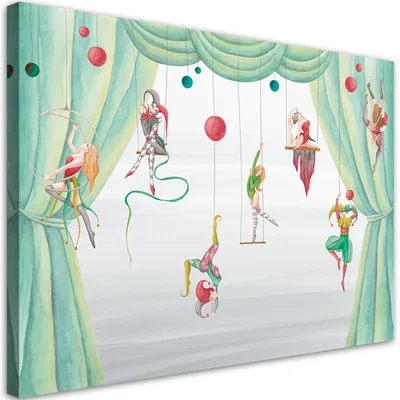 Produktbild von Leinwandbild Zirkusakrobaten 120x80 Feeby Grau bild für die wand bereit zum aufhängen