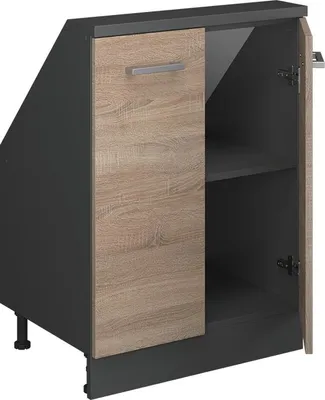 Zdjęcie produktu dla Szafka kuchenna na dach skośny Vicco R-Line Sonoma 60 cm z 2 drzwiami, Model 58258