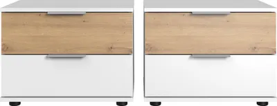 Produktbild von Schlafzimmer Nachtschrank Nachttisch 2er Set in weiß mit Artisan Eiche Nb. GRANADA-43, B/H/T je ca. 52/40/38 cm
