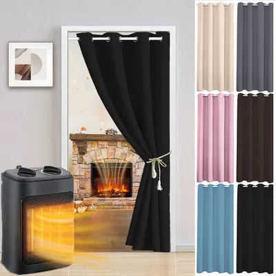 Produktbild von 132x203cm Blackout Thermal Door Curtain Solid Colour Eyelets Door Curtain