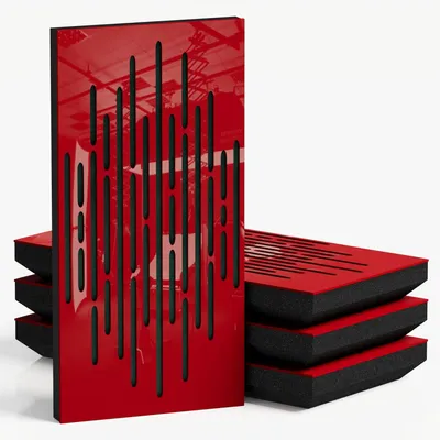 Produktbild von 4er-Pack – Schmale Akustikpaneele mit Samtstoff |50x25 cm| Dekorative Geräuschkontrolle & Echoreduzierung [WAVE-F Roter Kunststoff|Grün]