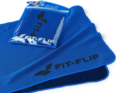 Produktbild von Fit-Flip Kühlendes Handtuch Perfekt als Mikrofaser Sporthandtuch oder Kühltuch - Cooling Towel für Fitness, Sport, Reise, Yoga Set blau- neu