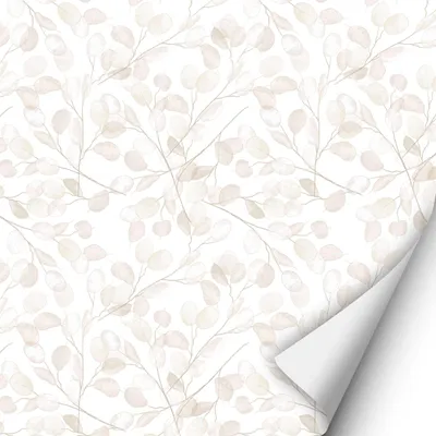 Produktbild von 2 x 0,9 m selbstklebende Folie - Blätter creme Klebefolie Dekorfolie Möbelfolie