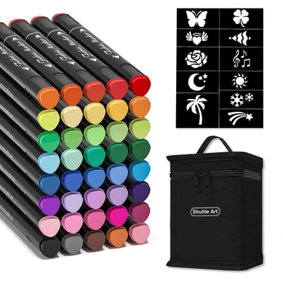 Immagine prodotto di Pennarelli per tessuti, 40 colori, resistenti al lavaggio, con doppia punta | Set di pennarelli per tessuti, ideali per la decorazione di stoffe, resistenti al lavaggio e non tossici