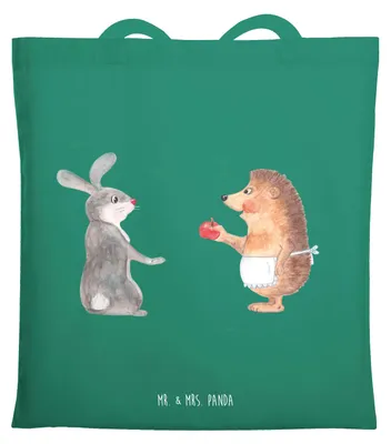 Produktbild von Mr. & Mrs. Panda Tote Bag Hase Igel - Mint - Geschenk, Einkaufstasche, Lustige Sprüche, Laptoptasche, Herzschmerz, Tasche, Shopping, und, Trösten, Schultasche