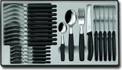 Produktbild von Swiss Classic, Besteckset(Steakmesser), 24tlg,11cm,Wellen,schwarz