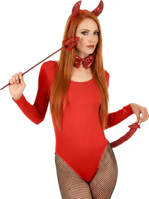 Produktbild von Teuflisches Accessoire-Set mit Pailletten 3-teilig rot - Einheitsgröße
