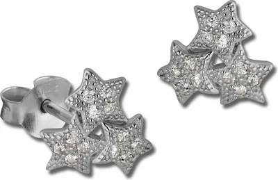 Produktbild von SilberDream weiß Ohrringe Sterne Zirkonia Damen 925 Silber Ohrstecker GSO2900J