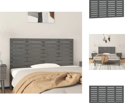 Produktbild von vidaXL Wand-Kopfteil Grau 146x3x63 cm Massivholz Kiefer -  Kopf- & Fußenden