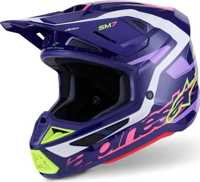 Immagine prodotto di Casco SUPERTECH S-M7 DEED, ALPINESTARS (viola/rosa/bianco/giallo fluo, taglia M)
