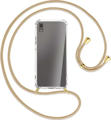 Produktbild von Handykette Backcover-Schutzhülle mit Band (Metall goldfarben) für Sony Xperia XA1 - caramel