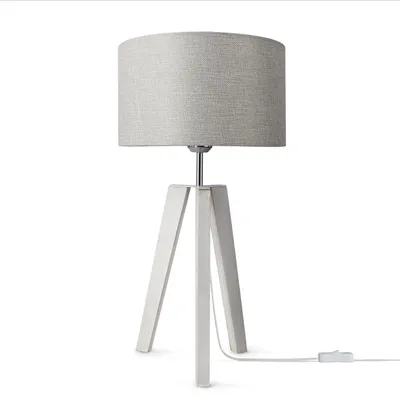 Produktbild von Tischleuchte Dreibein Nachttischlampe Stehlampe E27 Stoff Lampenschirm Uni