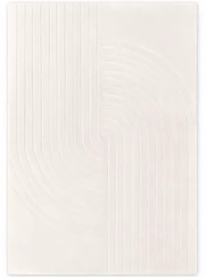 Productafbeelding van Vikosa wollen tapijt, Arcura, effen kleur, boogdesign, crème wit - 160x230 cm