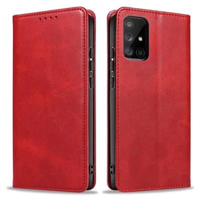Produktbild von Handyhülle für Samsung Galaxy A71 Kunstleder Flip Cover Hülle Klapphülle Case Kartenfach Farbe: Rot