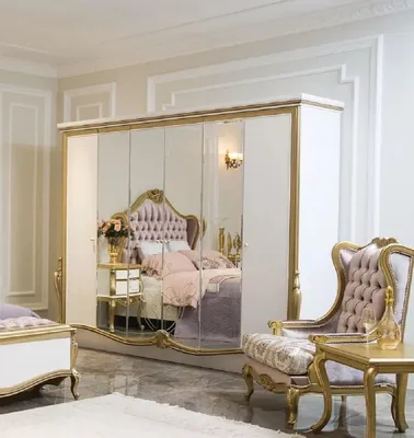 Produktbild von Casa Padrino Luxus Barock Schlafzimmerschrank Weiß / Gold 270 x 70 x H. 224 cm - Edler Massivholz Kleiderschrank - Schlafzimmer Möbel im Barockstil - Luxus Qualität