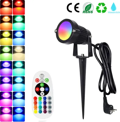 Immagine prodotto di 1x 6W RGB bianco caldo giardino faretto con picchetto di terra, 220V illuminazione giardino a led con alimentazione, Outdoor impermeabile giardino faretto illuminazione albero illuminazione esterna