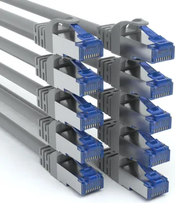 Produktbild von 10x 0,5m RJ45 Patchkabel SFTP Netzwerkkabel CAT 7 Rohkabel LAN Kabel Grau