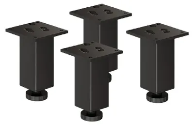 Produktbild von 4er Set sossai Höhenverstellbare Aluminium Möbelfüße 120mm in Schwarz Schrankfüße Sockelfüße
