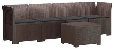 Image de vidaXL : Canapé de jardin pour 4 personnes avec coussins, imitation rotin, en polypropylène, couleur marron