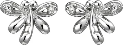 Produktbild von Kinder Ohrstecker Libelle aus 925 Silber mit 4 Zirkonia Ohrschmuck rhodiniert