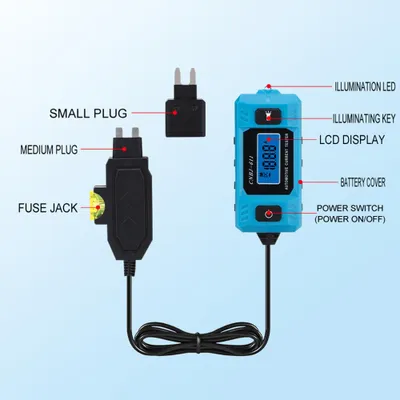 Image de Testeur de courant automobile avec écran LCD rétroéclairé et lumière LED Jauge de voiture pour la détection de courant
