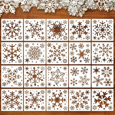 Produktbild von HOWAF 20 Weihnachten Schablonen Schneeflocken Wiederverwendbare Plastikschablone