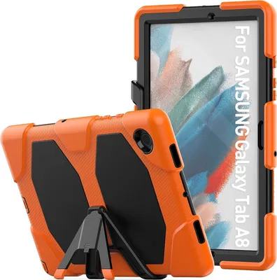 Produktbild von 4in1 Cover für Samsung Tab A8 X200 X206 10.5 Extrem Schutz + Stativ Orange