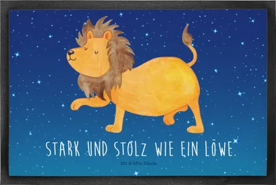 Produktbild von Mr. & Mrs. Panda Schmutzmatte Sternzeichen Löwe 60 x 90 cm - Sternenhimmel Blau - Geschenk, August, Geburtstag Juli, Fussmatte, König Der Tiere, Schmutzfangmatte