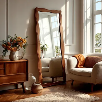 Produktbild von Standspiegel,Antiker Stil Spiegel, Schlafzimmer-Ankleidespiegel, Standspiegel für Zuhause, Ganzkörperspiegel, großer Spiegel Braun 170*70cm【YBL-041ZG】