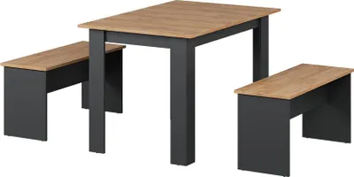 Immagine prodotto di Set di tavoli da pranzo Vicco Sentio Antracite/Rovere dorato 112 x 73.6 cm con 2 panche, Model 37270