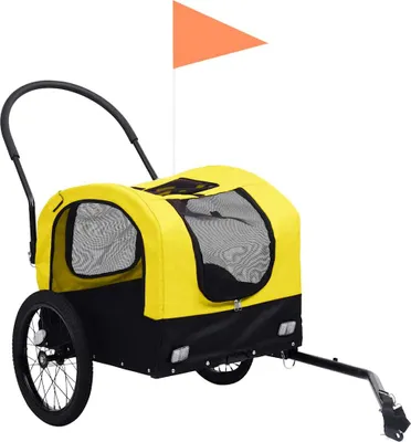 Obrázok produktu pre vidaXL príves na bicykel 2 v 1 pre psov a kočík žlto-čierny