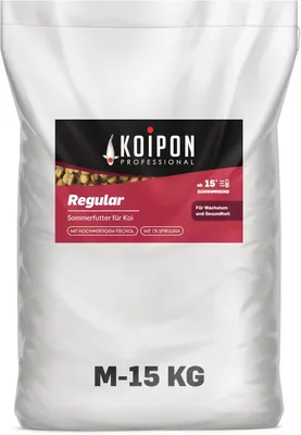 Produktbild von KOIPON Regular 15kg 6mm Sommer-Koifutter 1% Spirulina schwimmend