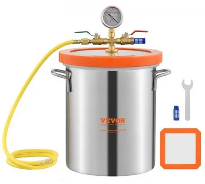 Obrázok produktu pre VEVOR, vákuová komora, sklenený kryt, vákuové tesnenie, objem 11,4 litra, komora na odvzdušňovanie, silikón
