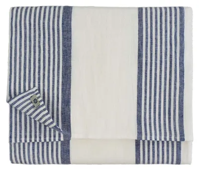Tischdecke 100% Leinen 150x300 cm gestreift weiß-blau
