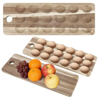 Holz-Eierablage, 18 Eier, rechteckig, 41,8 x 14,7 cm