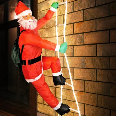 Image de MONZANA® Père Noël échelle extérieur grimpeur lumineux LED XL 90cm escalade minuteur 8 fonctions éclairages télécommande décoration personnage noël