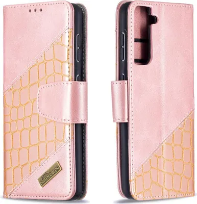 Produktbild von Samsung Galaxy S21 Hülle - BINFEN Croco Klapphülle - Roségold