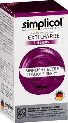 simplicol Textilfarbe intensiv: DIY Färbemittel in 23 Farben inkl. Farb-Fixierer, Farbe:Sinnliche Beere (1806), Größe:1er Pack
