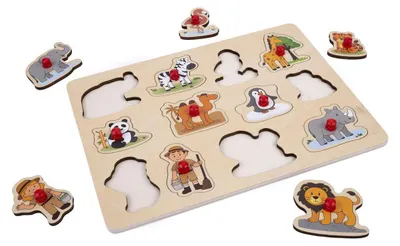 Productafbeelding van Noppenpuzzel Dierenpark - 12 stuks.