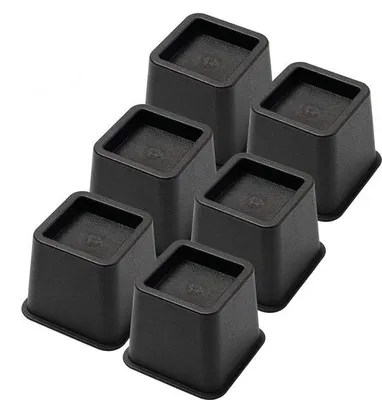 Zdjęcie produktu dla Podwyższenie do mebli JustValue – zestaw 6 sztuk – podwyższenie 8 cm – maks. 900 kg – czarny