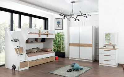 Image de Armoire design Portes coulissantes Armoires de chambre à coucher Bois Blanc Marron