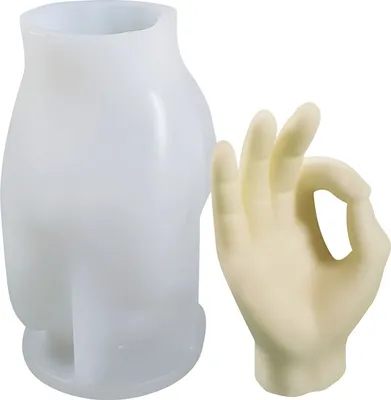 Produktbild von Silikon Kerzenform Seifen Gussform, Hand Ringzeichen, 125 x 80 x 64 mm, 144 ml