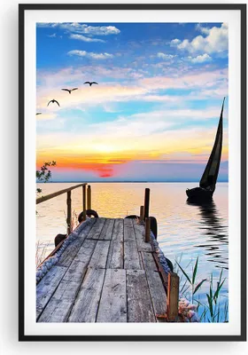 Produktbild von Gerahmtes Poster - Schwarzer Rahmen - Brücke See - 61x91,5 cm - Wand Bild - Wanddeko - Wandbilder - Kunstposter - Wandposter - Bilderrahmen - Bilder - Kunstdruck - Wandbild - P2BPA61x91-4115